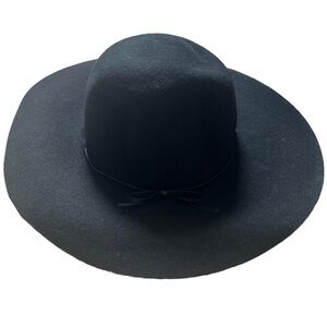 TARGET BLACK 100% WOOL LARGE BRIM FLOPPY HAT WITH DAINTY BOW